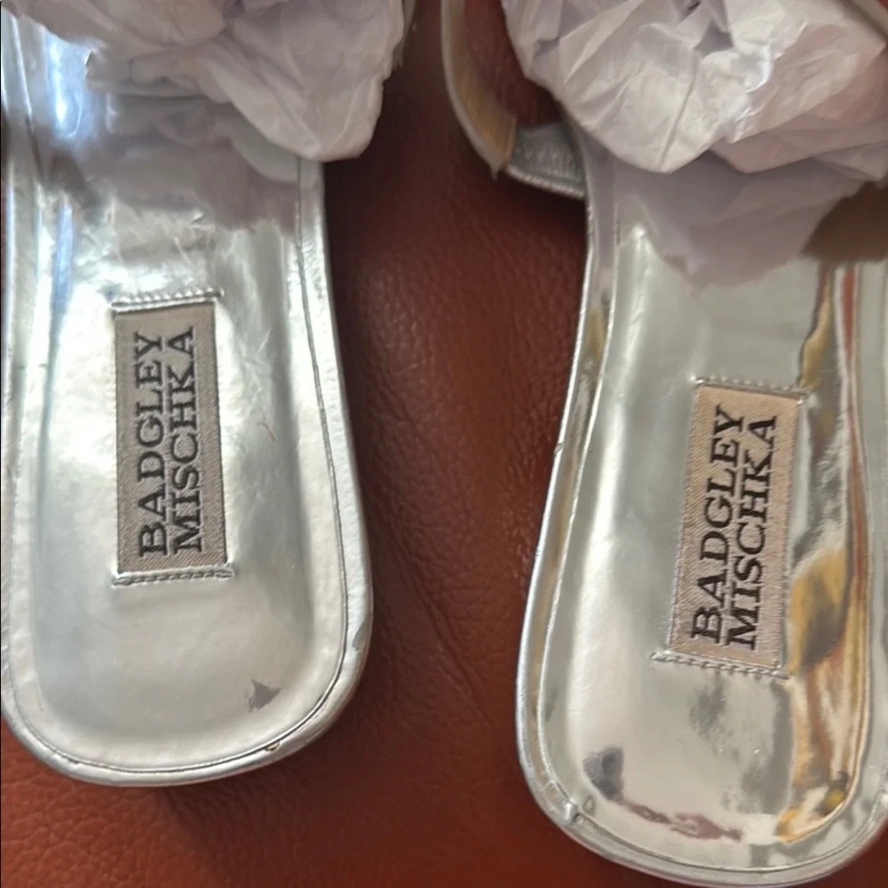 Badgley Mischka Silver Crystal Embellished Sandals